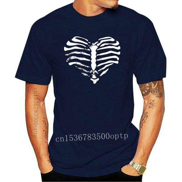 

men's t-shirts herren t shirt 16259 skeleskull halloween gothic love herz heart ribs rippen cotton shirts wholesale, White;black