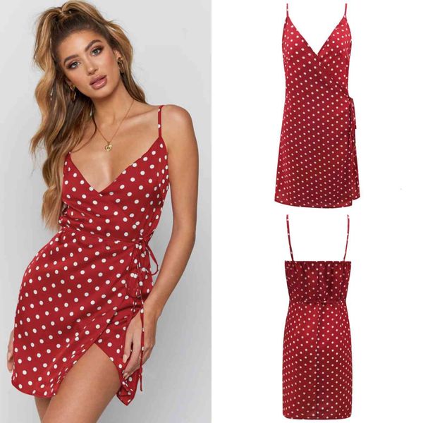 

casual women dresses v-neck wave point print condole belt new summer fashion european style dress, Black;gray