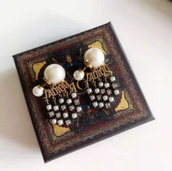

aaa designer jewelry 2021 new chinese style pearl tassel high version brass earrings, Silver