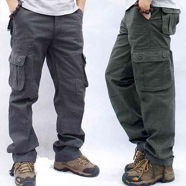 

cargo military work overalls women pants loose straight tactical trousers multi pocket baggy casual cotton army slacks 44, Black