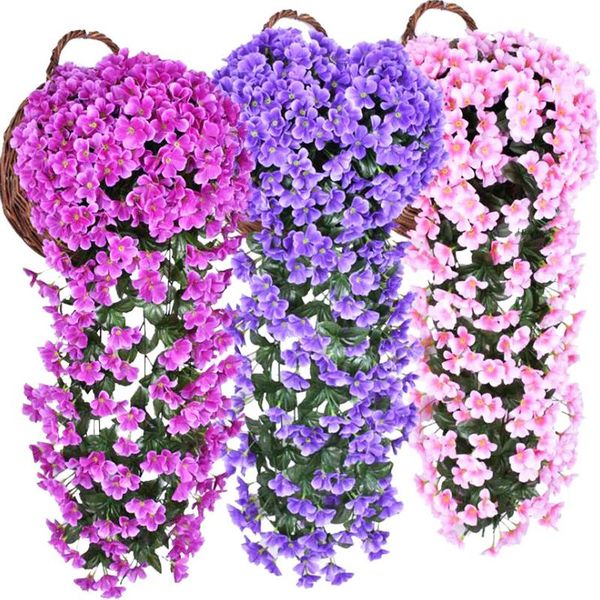 

artificial flower violet wall hanging basket orchid silk vine party decoration simulation plant wedding decor decorative flowers & wreaths