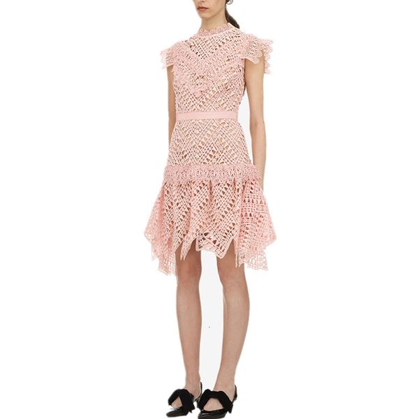 

a line cap sleeve new arrival pink lace flower dress short hollow summer mini dressed women party dresses, White;black