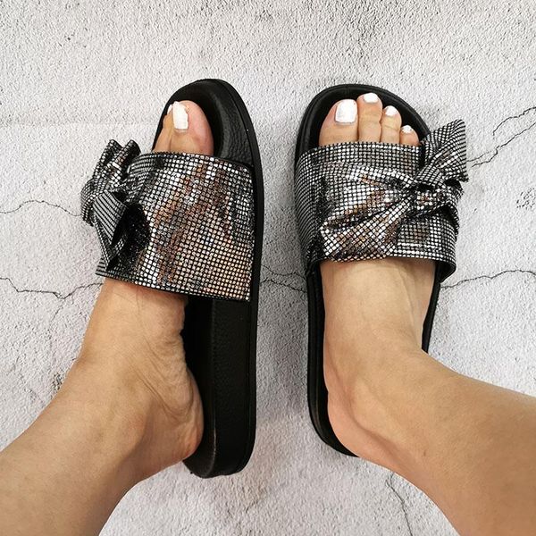

slippers women rhinestone slides 2021 summer flat with shoes crystal diamond bling beach slipper casual dropship, Black