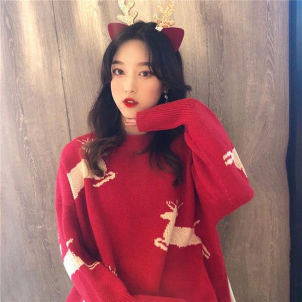 

women's sweaters women christmas winter striped vintage y2k bells print jumpers korean oversized sweater knitwear casual loose pullover, White;black