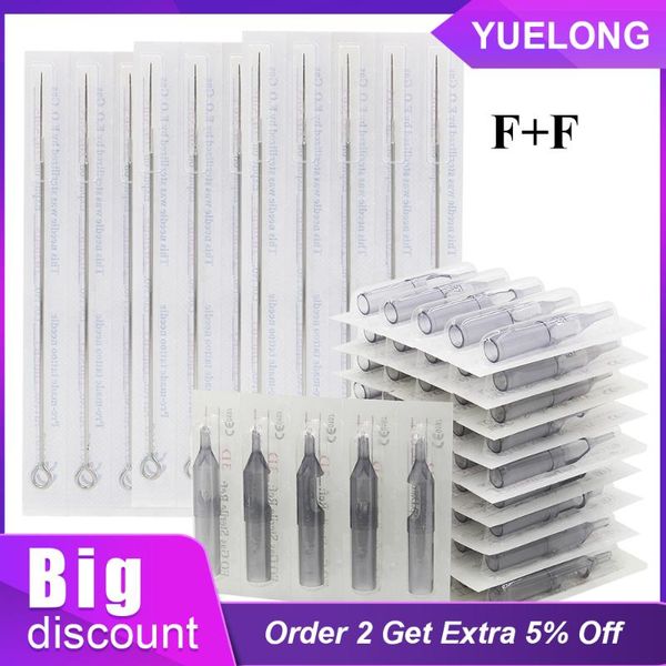 

tattoo needles 50pcs 5/7/9/11/13/15f size and gray disposable tips kit
