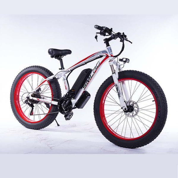 

electric bicycle eu quality level 48v 1000w motor 13ah lithium battery 26 inch fat tire bike, Silver;blue