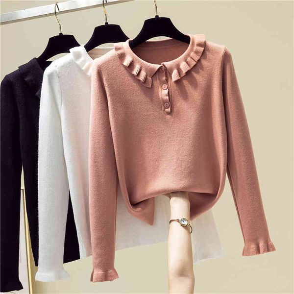 

women's sweaters sueter mujer invierno long butterfly sleeve women button ruffles knitted winter fall pullovers pull femme q5hj, White;black