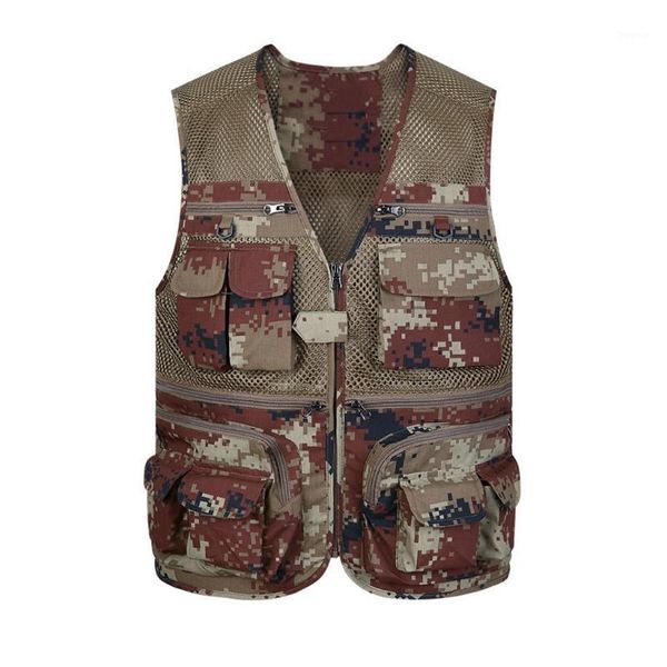 

men's vests plus size fishing vest, openwork camouflage outdoor hiking camo, Black;white