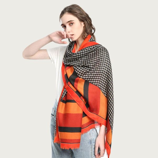 

scarves autumn women large print shawl scarf classic geometric design blanket wrap travel stole 2021 [6797], Blue;gray