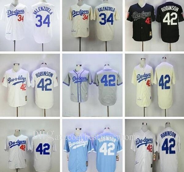 

men women kids 42 jackie robinson jersey 34 fernando valenzuela 1955 1963 vintage baseball jerseys cool, Blue;black