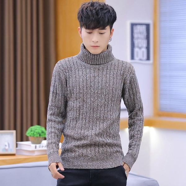 

men's sweaters mens sweater grey black coffee with high collar and thick long sleeves winter pullovers turtleneck casual, White;black