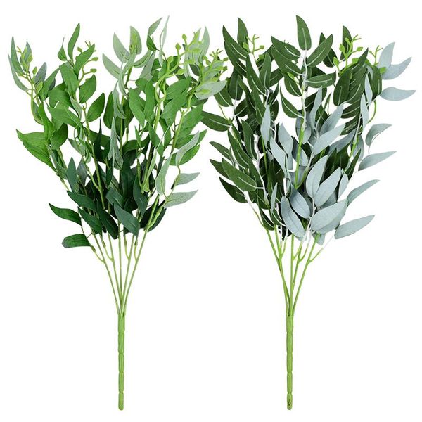 

5forks artificial willow bouquet white flower leaves vine faux foliage fake plants jungle wedding party decor decorative flowers & wreaths
