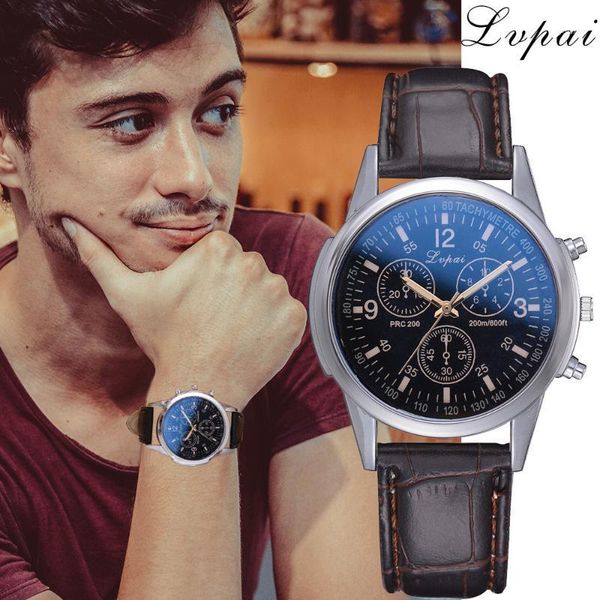 

wristwatches lvpai casual quartz leather band watch analog wrist women clock reloj1, Slivery;brown