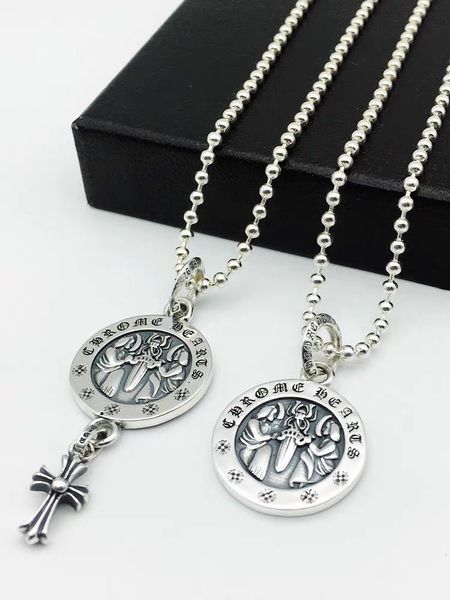 

designer jewelry croquet round brand small cross necklace angel sword and women's hip hop fashion cool chain factory sales, Silver