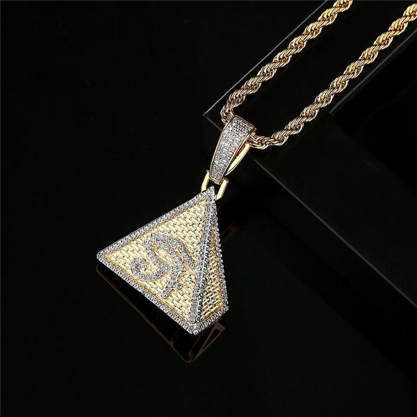 

triangle egyptian pyramid pendant necklaces pave zircon iced out illuminati eye of horus hip hop jewelry, Silver