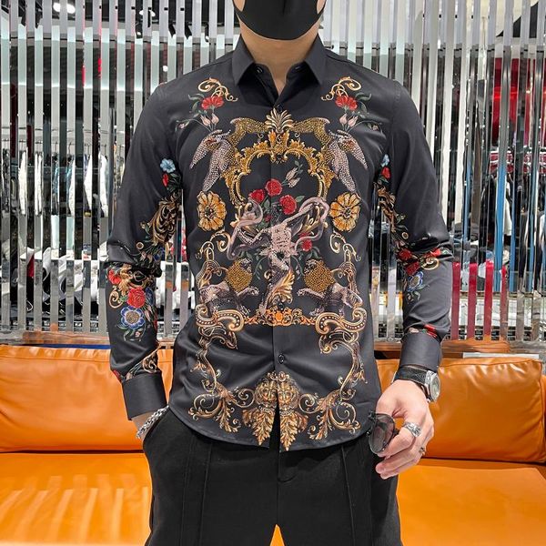 

men's casual shirts brand 2021 spring trend fashion men dress business formal long sleeve shirt chemise homme singer party, White;black