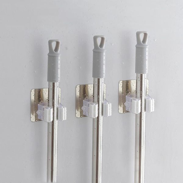 

hooks & rails self-adhesive mop hook multifunctional hanging broom card holder buckle punching non-marking