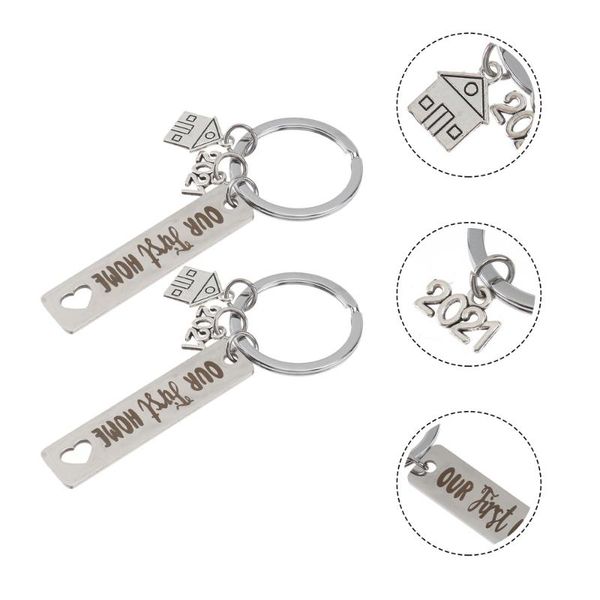 

party favor 2pcs 2021 home gift key ring stainless steel english engraving keychain