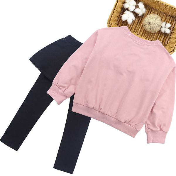 

kids girls clothes set lace flower sweatshirt + pants 2pcs costumes for girls spring autumn kids wear 6 8 10 12 13 14 year, White