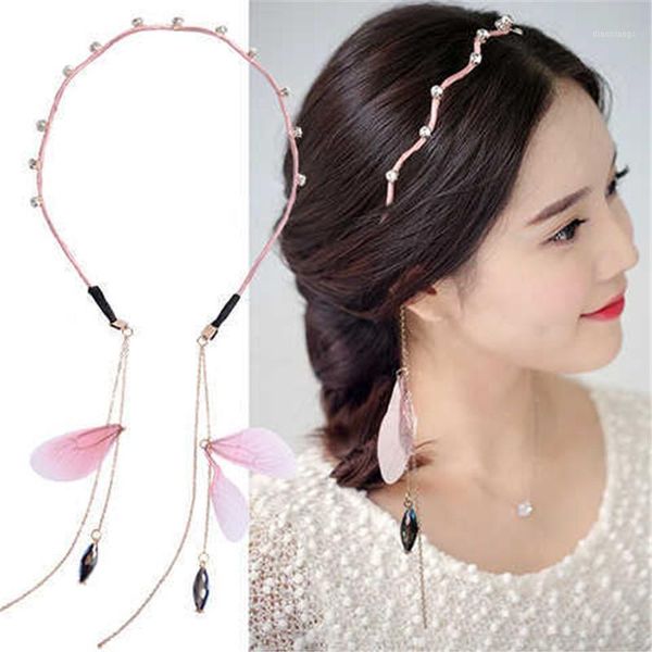

tassel fake earrings hair hoop band rhinestone dangle earring hairband headband headdress women accessories1