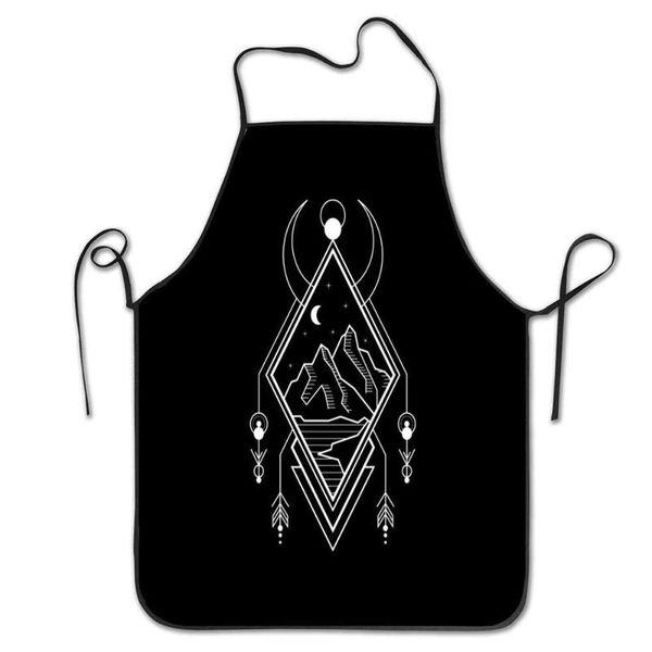 

apron for cooking baking gardening landscape mountain whit geometry frame aprons