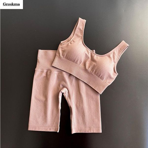

yoga outfit arrival women 2 piece set high waist shorts+bra fitness gym suits sports running clothing ropa mujer
