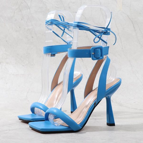 

dress shoes 2021 summer high-heeled ankle strap fashion sandals comfortable slim stiletto nightclub women's 36-41, Black