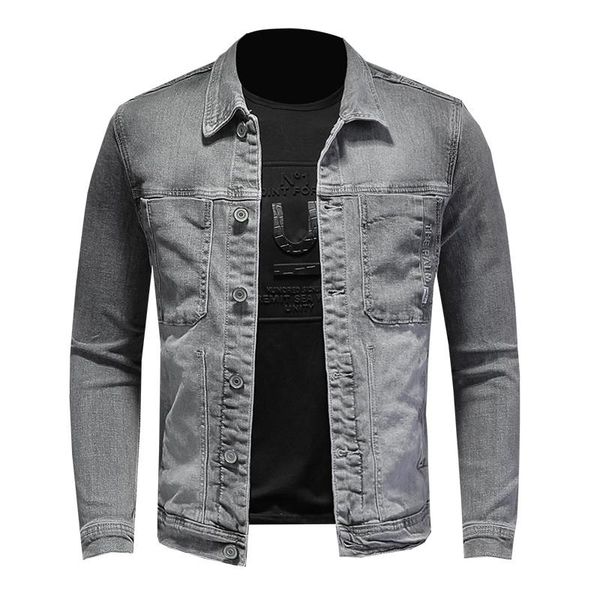 

men's jackets grey high pure elastic safari style vintage cowboy men denim slim fit classic jeans coat drop, Black;brown