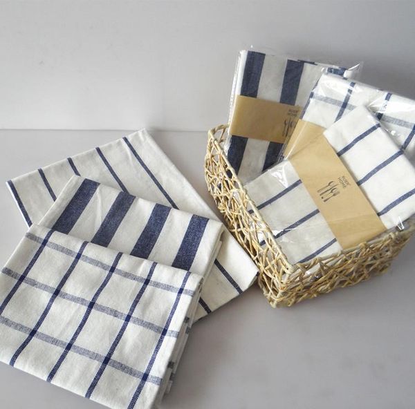 

table napkin mediterranean blue plaid tea towels and cloth napkins series