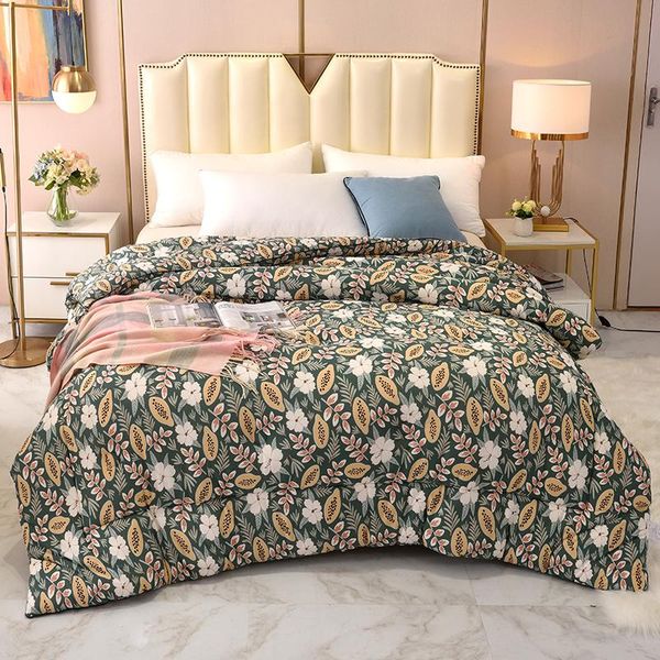

luxurious thick winter print quilt, super soft knitted cotton spring and autumn quilt comforters & sets