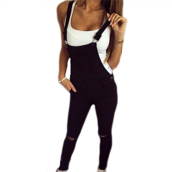 

women's jumpsuits & rompers women casual solid color overalls ladies sleeveless straps pockets playsuits pants summer autumn clothes, Black;white
