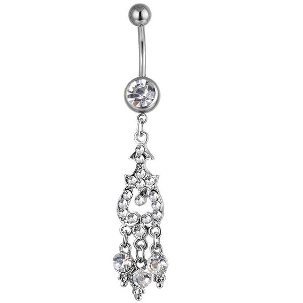 

d0485 1 clear color nice belly ring with piercing body jewlery navel, Silver