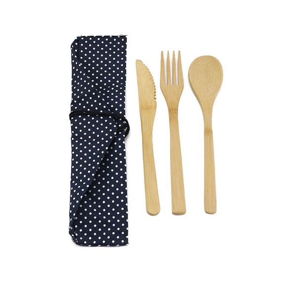 

dinnerware sets wood portable tableware wooden cutlery travel suit environmental with cloth pack gift