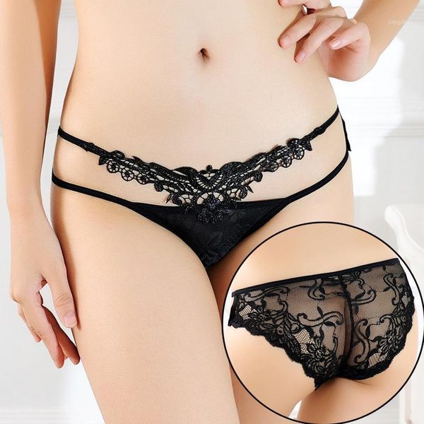 

women's panties 2021 lace thong panties, mesh briefs, buttocks, hollow trousers, low-waist, Black;pink