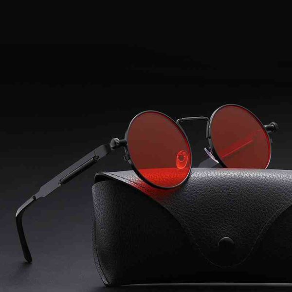 

classic punk sunglasses women anti-reflective mirror round metal sun glasses vintage men spring glasses uv400, White;black