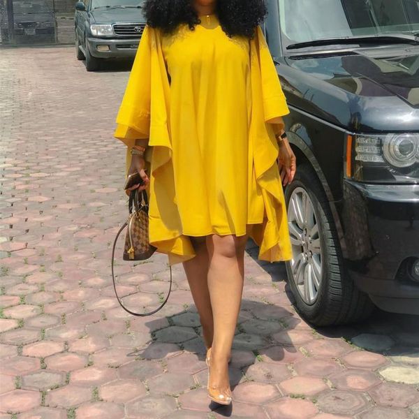 

loose autumn long sleeve mini dress women streetwear o-neck ruffle butterfly yellow club party night vestidos spring casual dresses, Black;gray