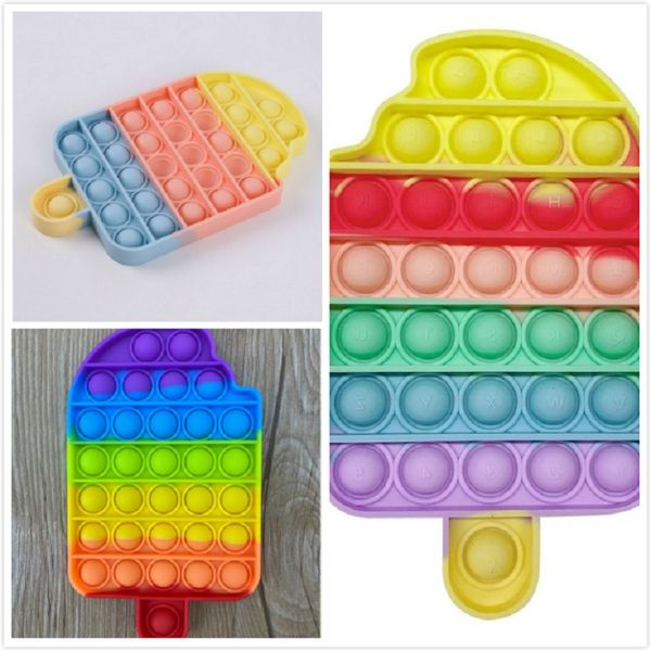 

deskfun ice cream shaped push bubble pop it silicone toys children stress reliever fidget squeeze board game wholesale 3 colors
