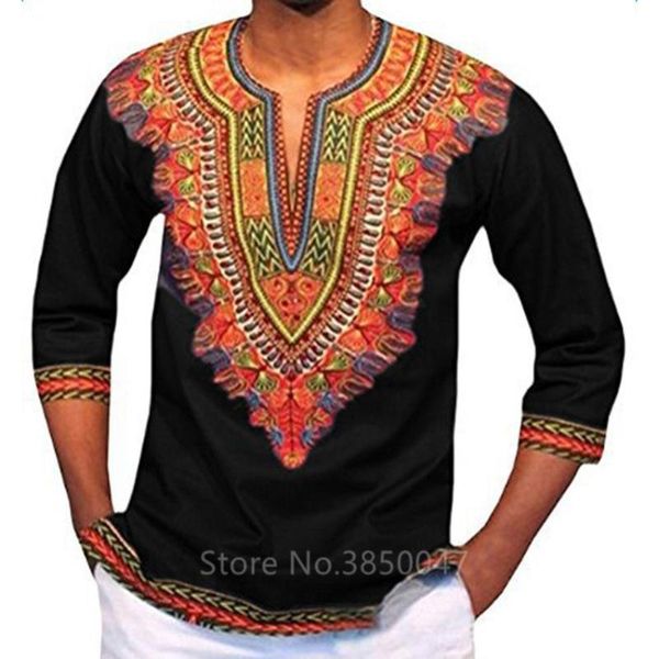 

ethnic clothing 2021 fashion riche men african t-shirt floral printed dashiki dress male embroidery bazin summer bohemia hippie top, Red