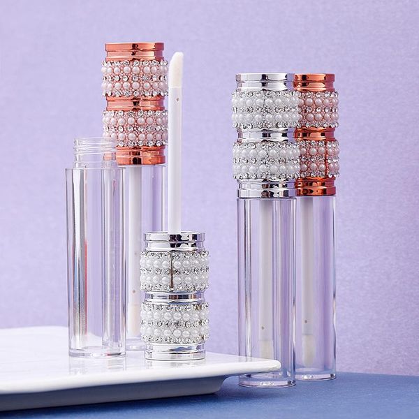

storage bottles & jars crystal pearl diamond lip gloss oil rhinestone red batom plumper with rubber 20pcs