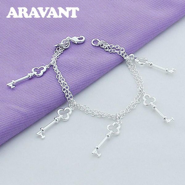 

link, chain fashion 925 silver jewelry keys pendants bracelet friend gifts, Black