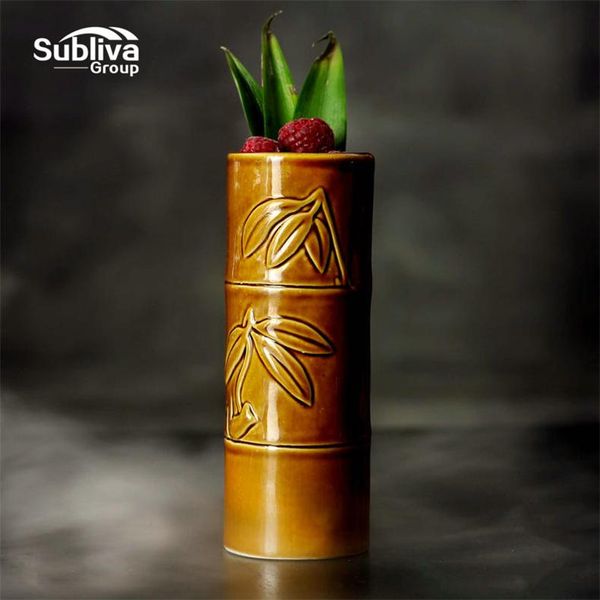 

mugs 400ml tiki cocktail cup beer beverage mug wine ceramic bamboo leaves bar tool