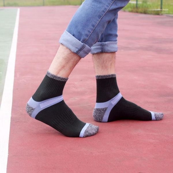 

men's socks heel brushed outdoor climbing basketball sports in tube1, Black