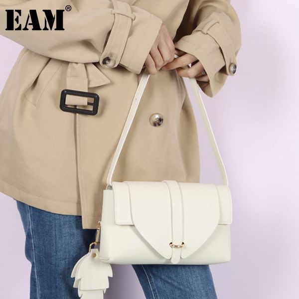 

[eam] women brief leaf ornament pu leather flap personality all-match crossbody shoulder bag fashion tide 2021 18a2543 cross body