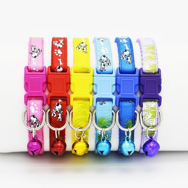 

adjustable cartoon kitten safety collar bell pet puppy snap buckle six colors