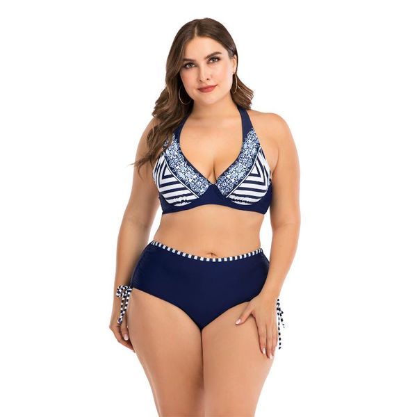 

one-piece suits high waisted two piece swimsuits halter padded swimwear bandage bathing trinagle striped print plus size bikinis xxxxl