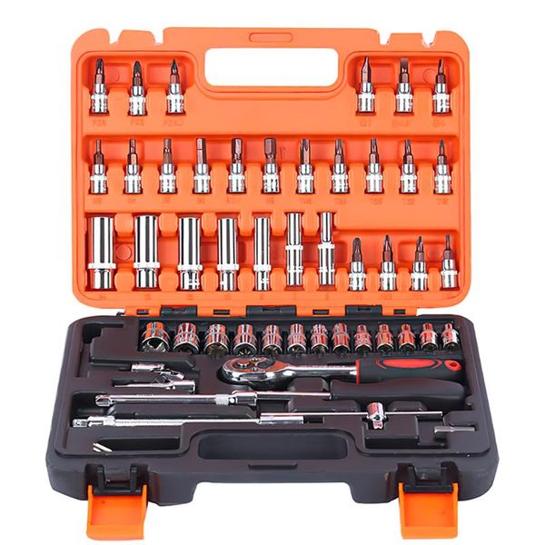 

professional hand tool sets 53pcs socket set car repair carbon steel household torque ratchet wrench sleeves screwdriver kits with box