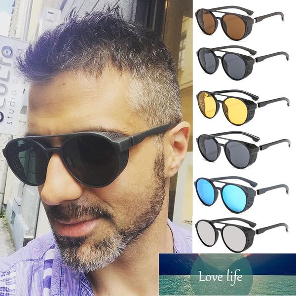 

vintage round steampunk sunglasses men brand designer classic goggles car driving sun glasses oculos masculino male uv400 factory price expe, White;black