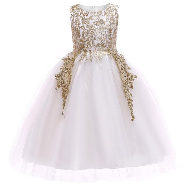 

girl's dresses baby girls golden thread embroidery elegant party dress for wedding kids toddler christmas clothes, Red;yellow