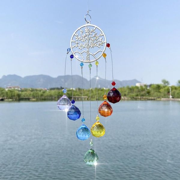 

decorative objects & figurines colorful crystal hanging wind chimes garden office vintage pendant outdoor indoor ornament home decoration pr