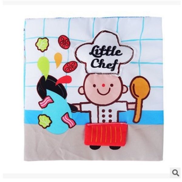 

baby chef cloth book 6-12 months puzzle toys 0-1 years old, safe to bite and tear